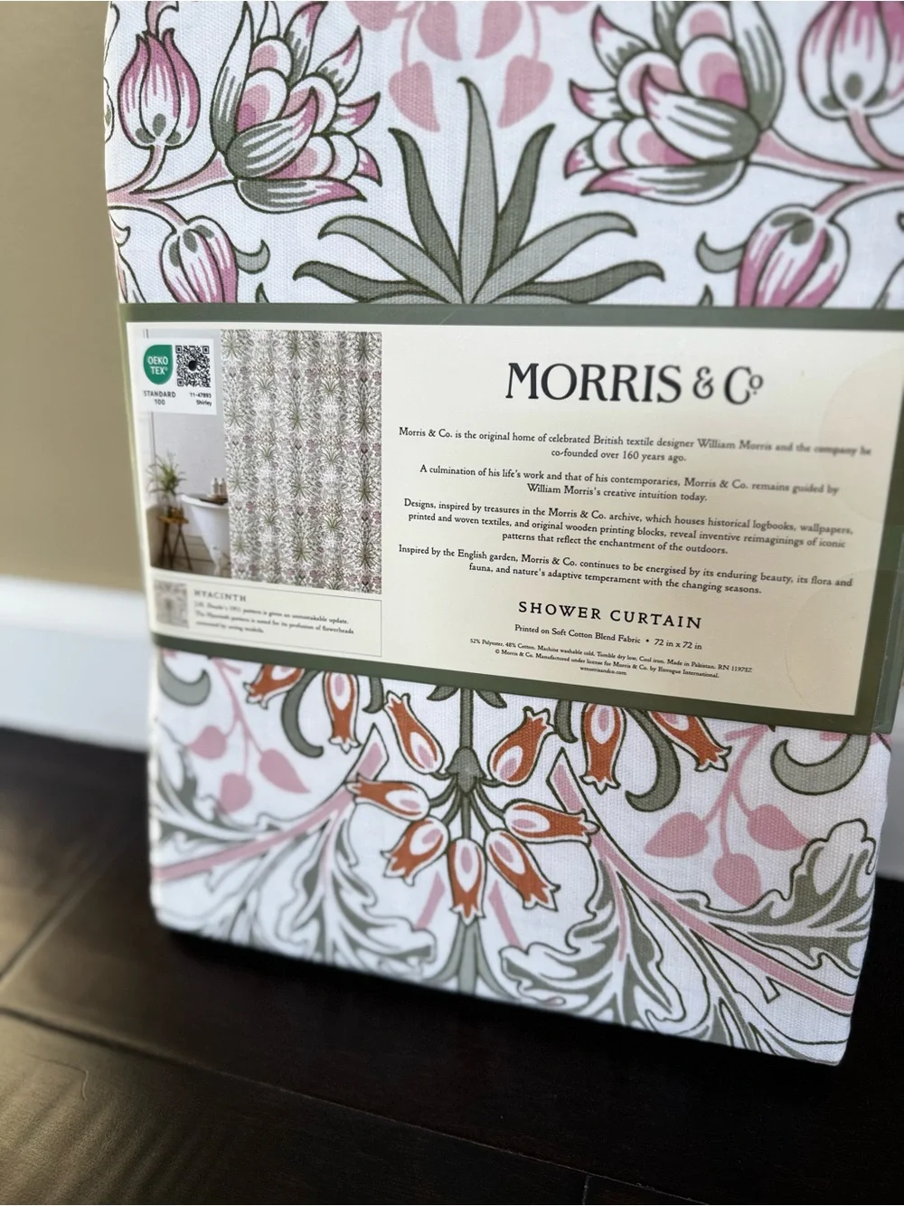 Hyacinth Pink & Sage Shower Curtain